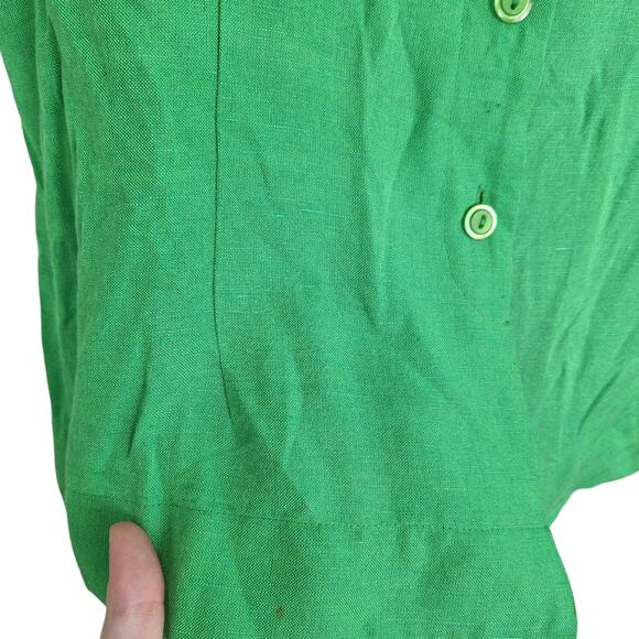 Vintage Genre Kelly Green Short Sleeve Blazer Jacket Linen Blend 12 - Picture 2 of 10